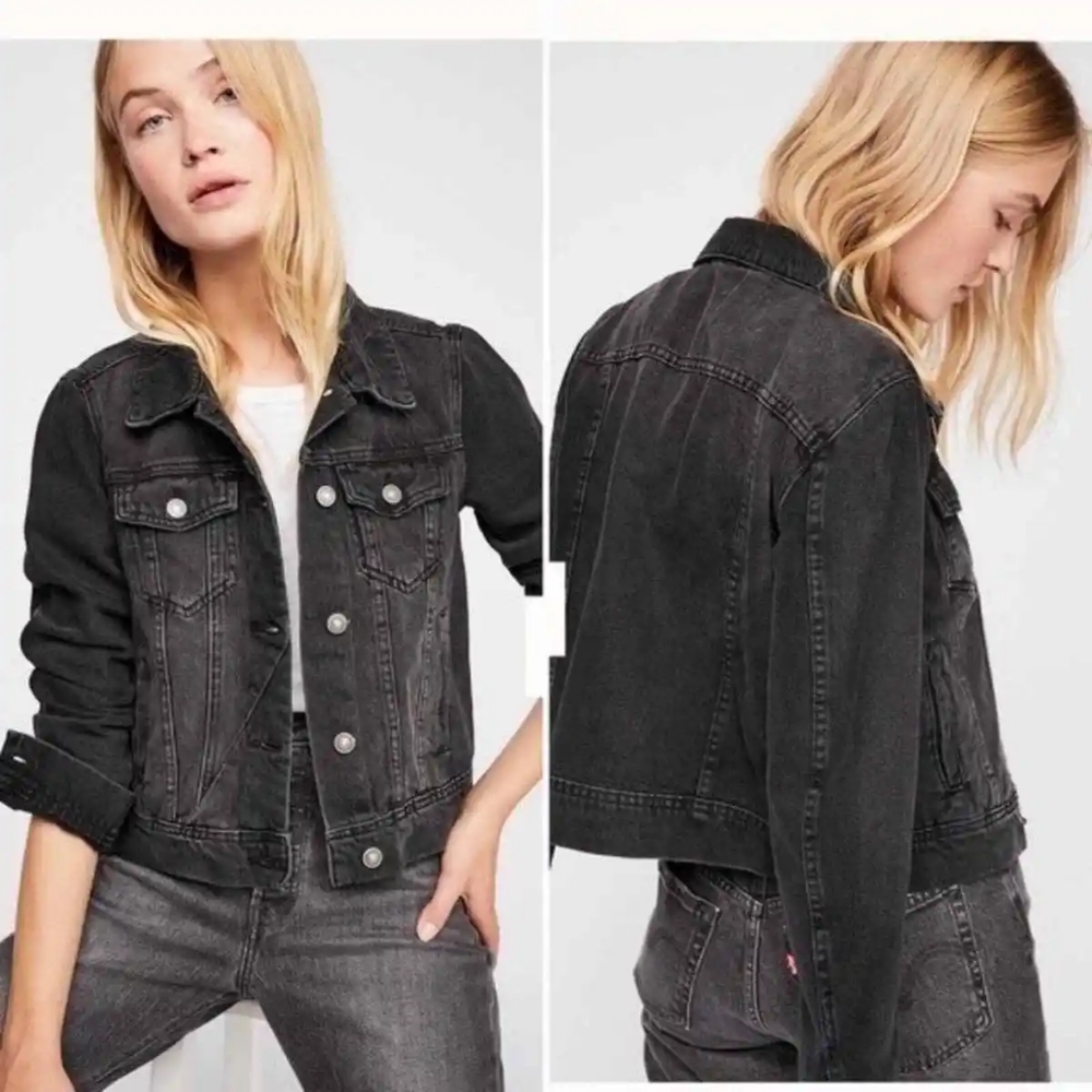 J.Crew Black Washed Denim Jacket Moto Biker Edgy Goth Grunge Cotton Medium J6776